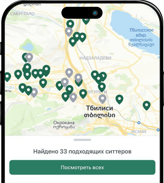 Карта ситтеров в приложении CatDog